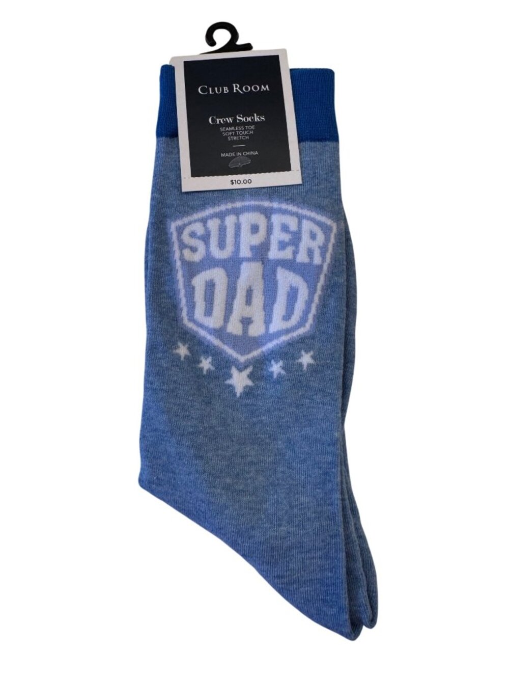 Club Room Crew Socks “Super Dad” NWT Blue Father's Day